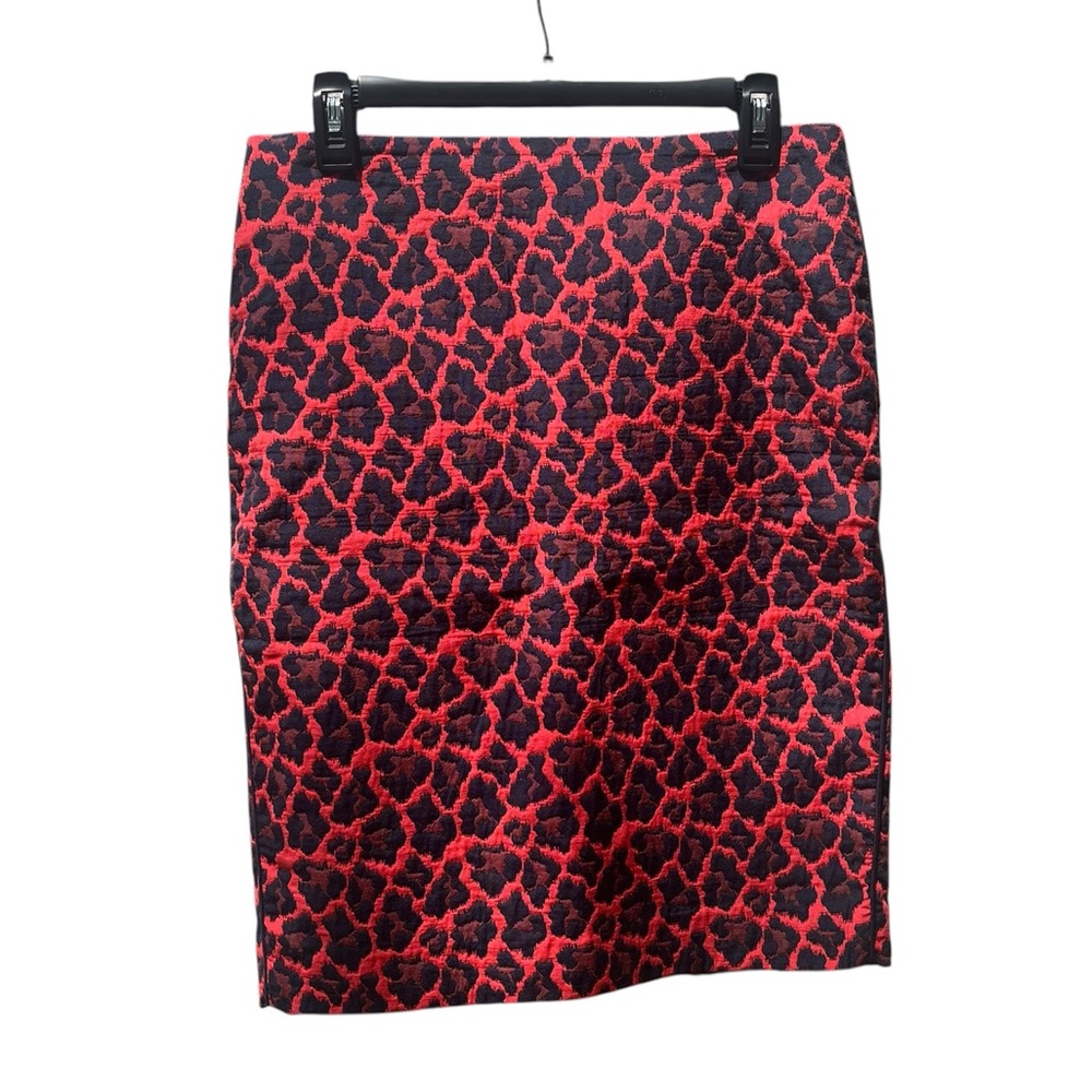 The Limited Leopard Print Women’s Red/Navy Skirt Navy Piping @ Sides Lined Sz 8